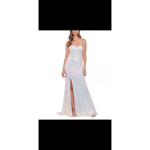 BLONDIE NITES Womens Black Mesh Zippered Cut Out Rosettes Lined Spaghetti Strap Sweetheart Neckline Full-Length Formal Mermaid Dress